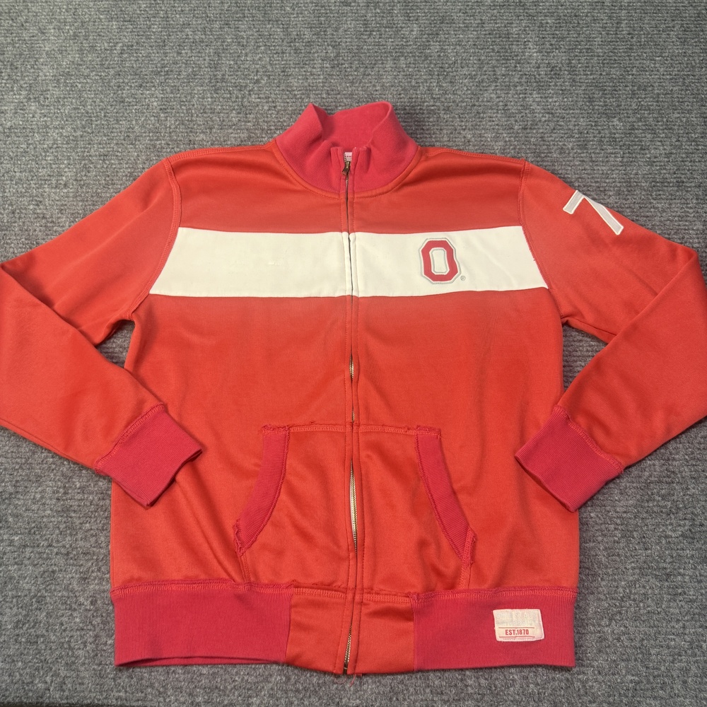 Ohio State Buckeyes Sweatshirt Mens Large Red NCAA Football Colosseum Full Zip
